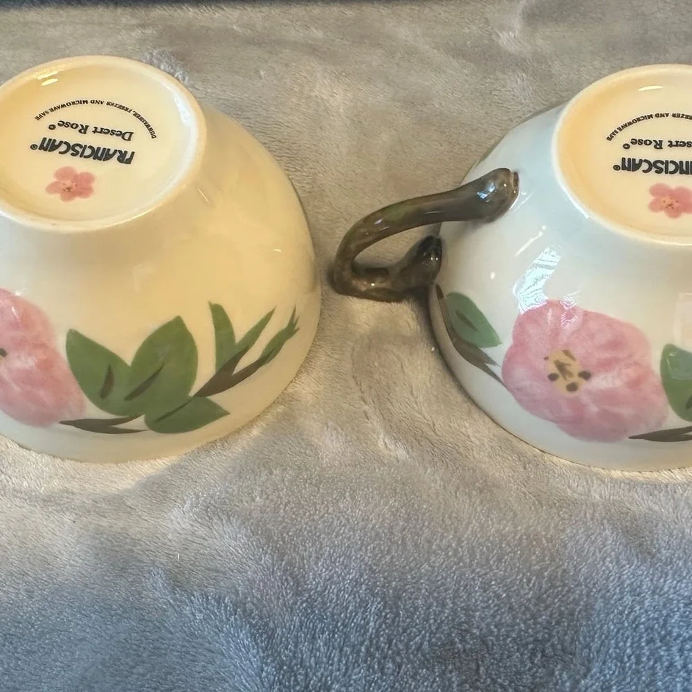 Franciscan Desert, Rose, Earthenware Set‎ of 2 Tea Cups And Saucers
